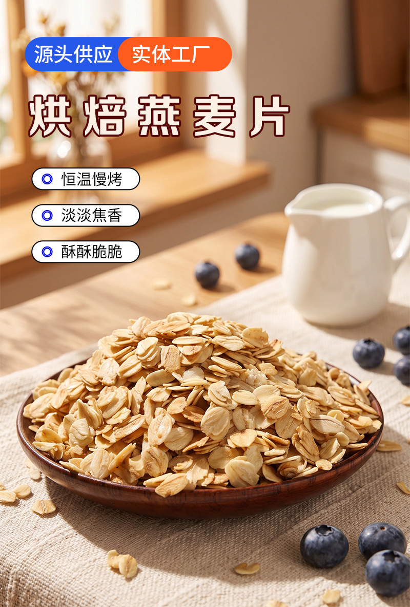 Baked Oatmeal Flakes 500g Bulk Instant Hot Cereal for Breakfast and Food Service quality and texture