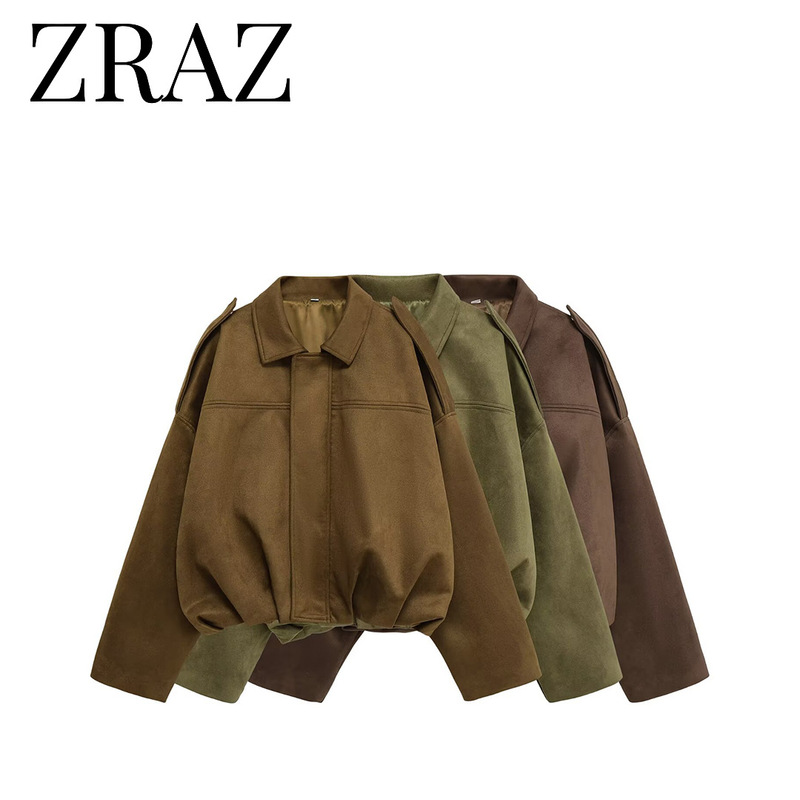 Zraz Export Wholesale European and American Style New Women's Suede Bomber Jacket 4344655