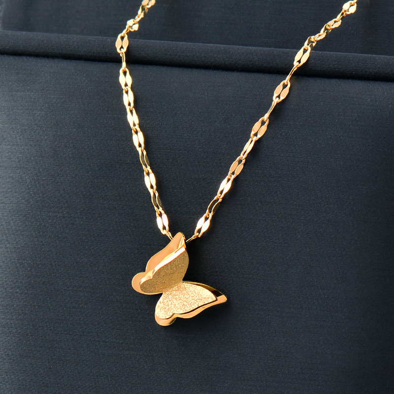 Simple Style Butterfly Titanium Steel Plating Pendant Necklace 1 Piece