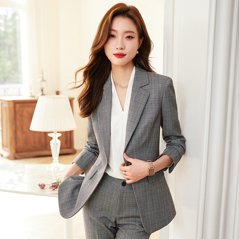 High-grade gray plaid suit jacket for women Autumn new formal wear goddess business wear business suit suit High-grade gray plaid suit jacket for women Autumn new formal wear goddess business wear business suit suit