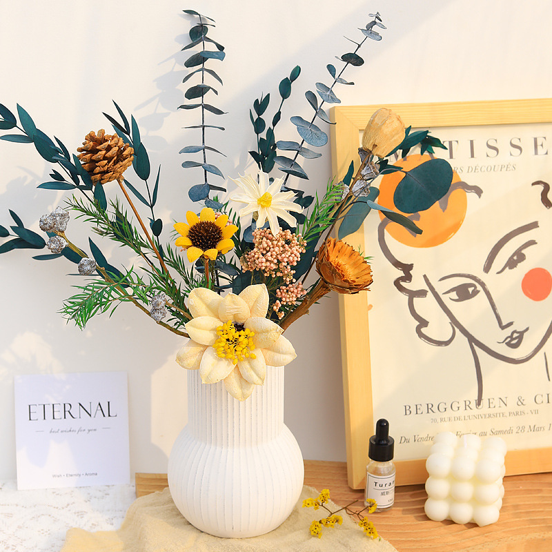 高端干花花束真花永生花客厅摆件茶几玄关卧室轻奢装饰简约|undefined