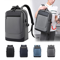 Cross-border large-capacity dual-shoulder bag for men, business commute laptop bag, multifunctional trendy waterproof travel backpack
