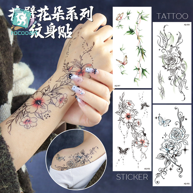 Cross-Border Amazon New Rose Arm Tattoo Stickers Sexy Female Arm Back Leg Temporary Tattoo Stickers
