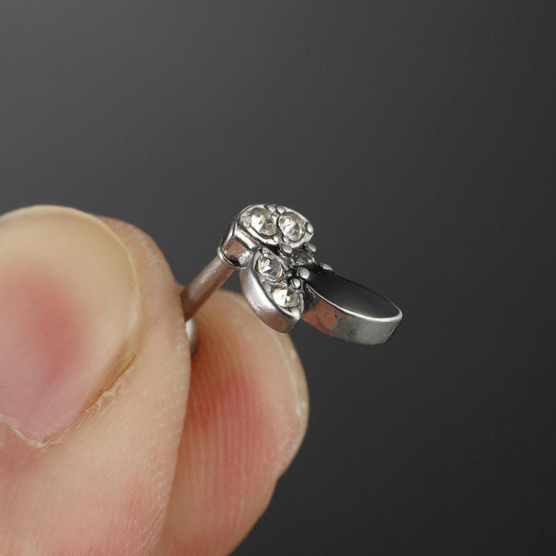 Unisex Gender Fashion Style Plating, Inlay Craft 1 Piece Stainless Steel Zircon Ear Cartilage Rings & Studs Leaf Plating Inlay 18K Real Gold Plated