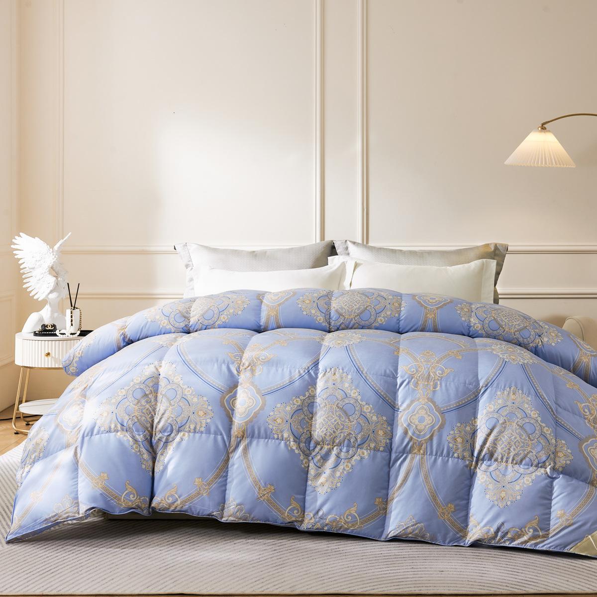 冬季羽绒被子加厚款保暖被芯家用双人95白鸭绒棉被纯棉蓬松学生被