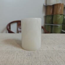 云浮天然阿富汗青白玉工艺品笔筒摆件花瓶玉石