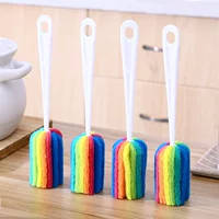 Подвесная кухонная разноцветная чашка щетка для мытья длинная ручка щетина бутылочная щетка твердых загрязнений радужная чашка щетка