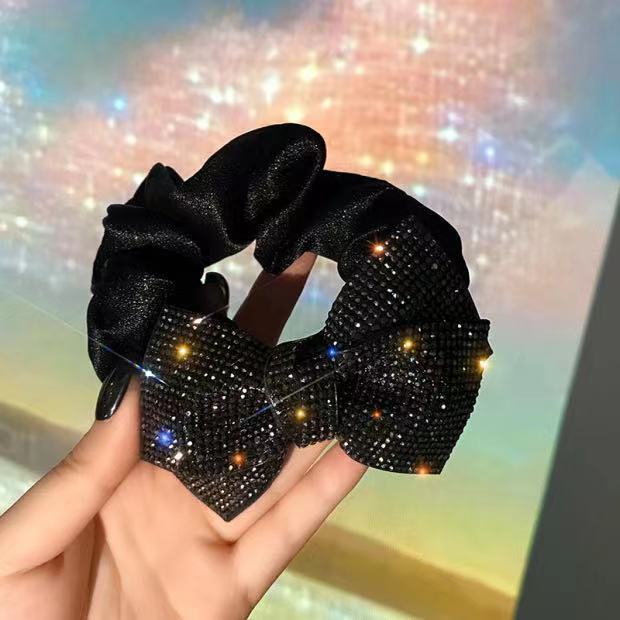 Pajarita de diamantes brillantes de alta gama estilo Instagram, nuevo modelo 2021, popular lazo para el cabello estilo coreano para semirecogidos para mujeres._voghion.com