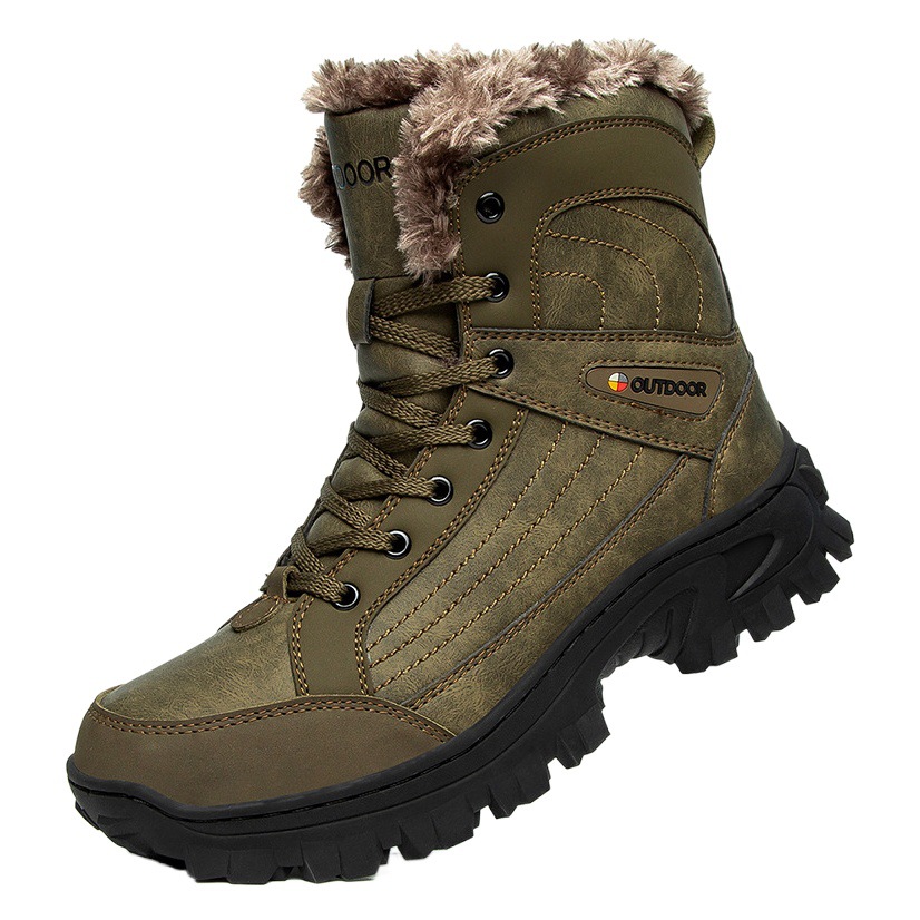 Invierno 2021 zapatos acolchados de algodón cálido forrados de lana zapatos de senderismo de talla grande transfronteriza para hombres botas de nieve altas para hombres botas al aire libre engrosadas