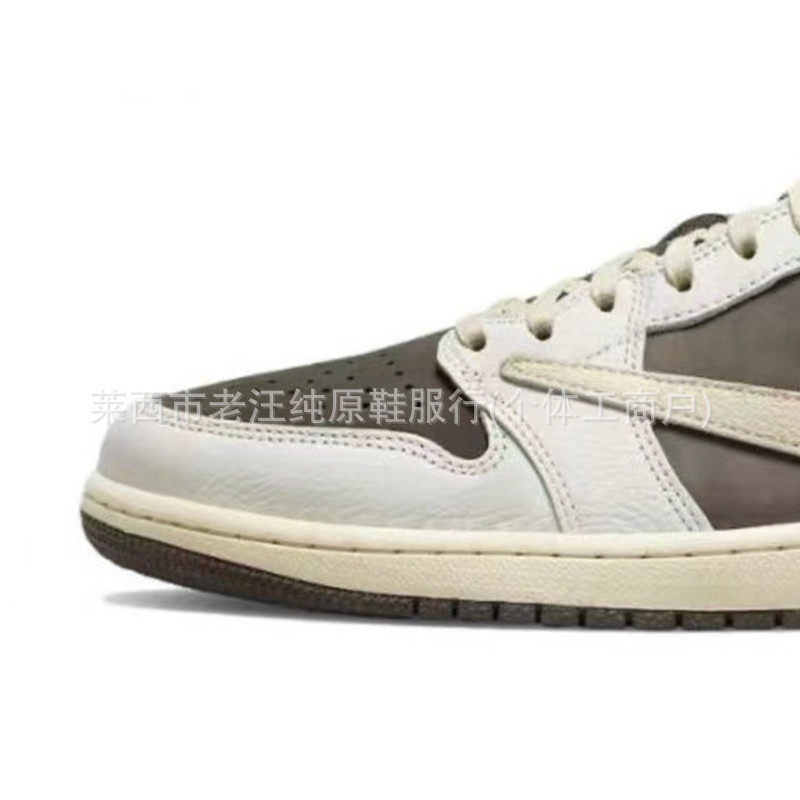 Putian High-End Version Aj1 Low-Top Basketball Shoes in Smoke Grey Panda Reverse Swoosh Design for Men and Women, Couple's Jordan 1 Cross-Border Wholesale Sports Shoes