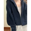 ↤↤↤Sapphire blue (hooded, full zipper) [Loose and slimming] -S waist/shoulder/versatile/solid color/American style/bm↦↦↦