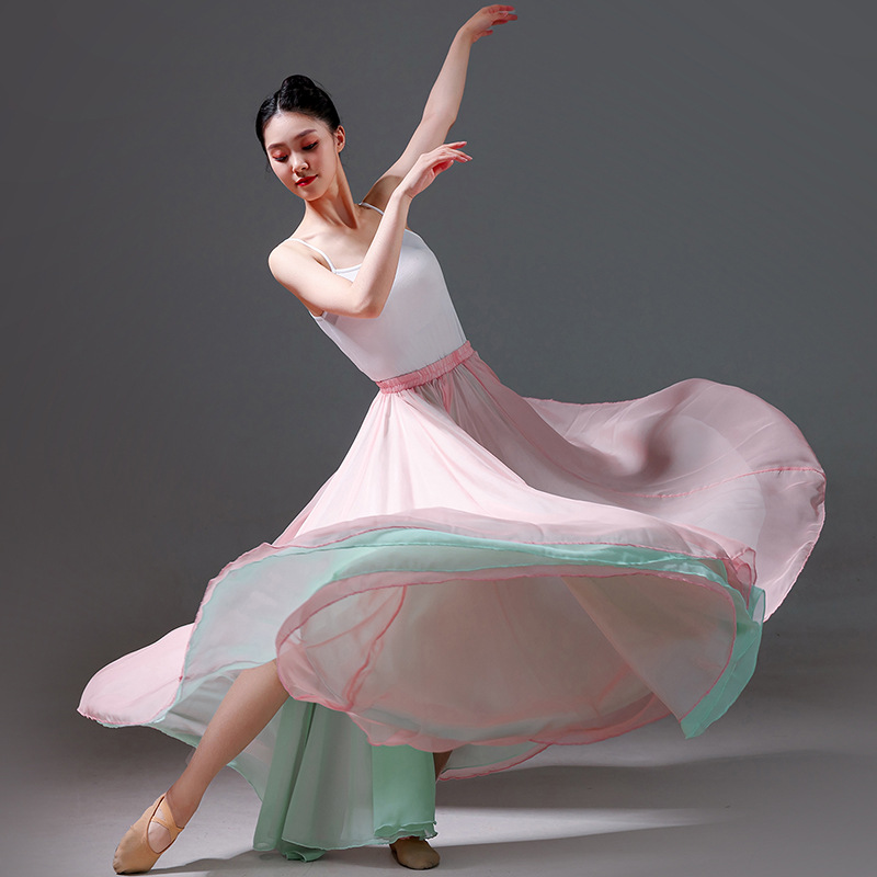Classical dance big skirt performance clothing dresses double -layer…