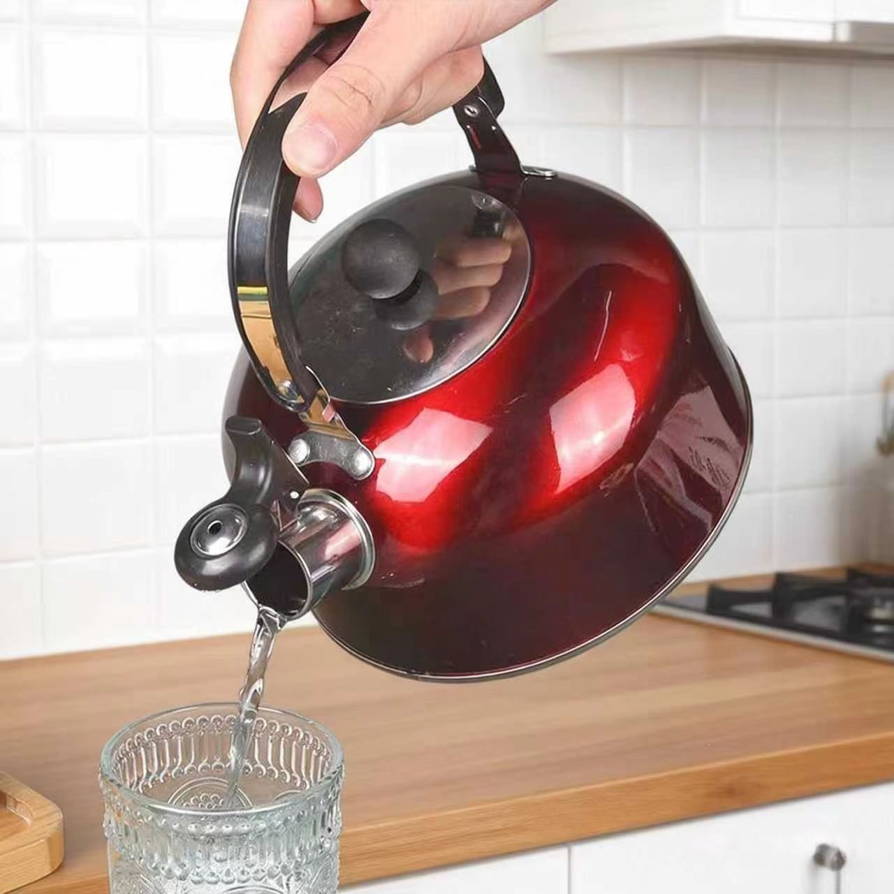 Hervidor de acero inoxidable con fondo plano cocina de gas doméstica horno electromagnético tetera doméstica portátil al aire libre hervidor de agua