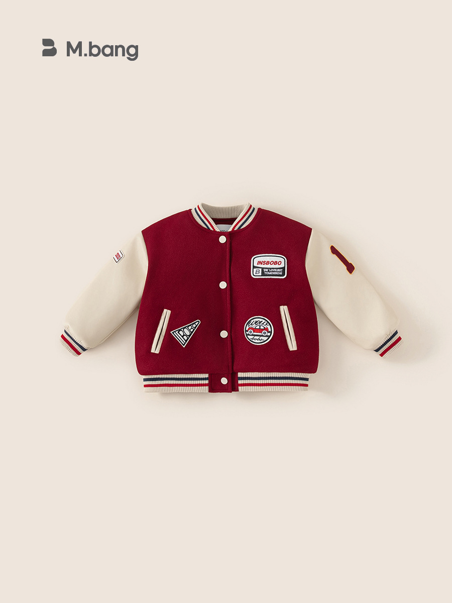 Youbao ropa para niños 2024 nuevo traje de béisbol para niños estilo de invierno abrigo grueso para niños