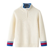 儿童半拉链单畦套头羊绒毛衣100纯山羊绒紧密度小绒面女孩羊绒衫