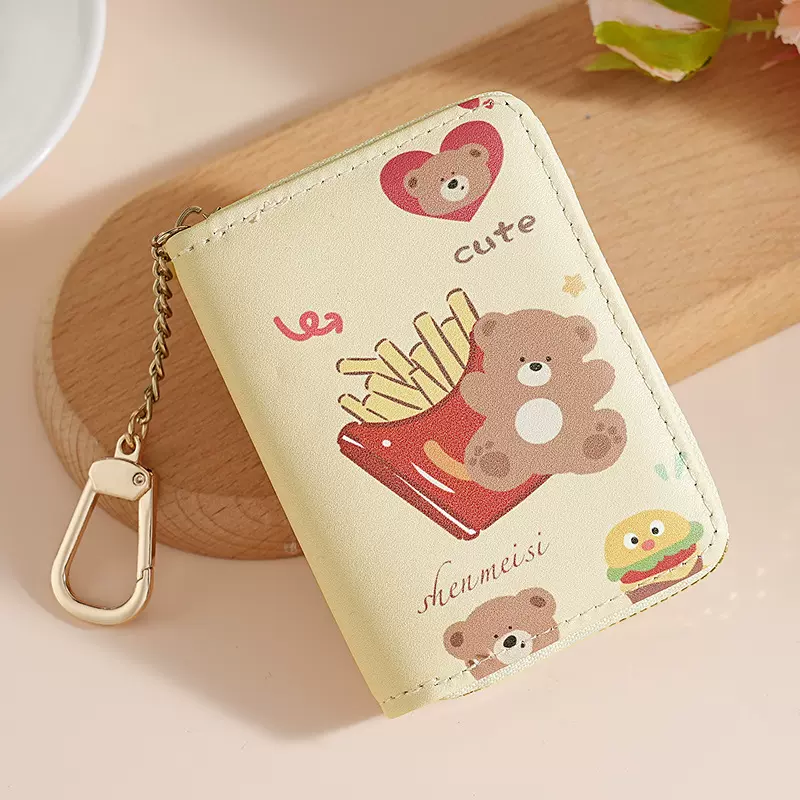 跨境可爱甜美卡通小熊流浪扣零钱包 挂扣式卡包多卡位银行卡收纳