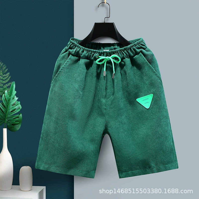 2022 летние новые спортивные однотонные шорты для отдыха 300 г вельветовые тяжелые свободные модные брендовые Пятиточечные брюки для мужчин