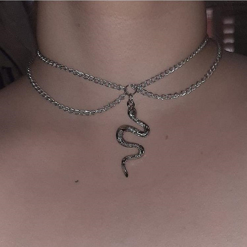 European and American Cross-border Bestselling Snake Pendant Necklace Personal Creative Double Layer Women's Lockchain AliExpress Snake Necklace for Women