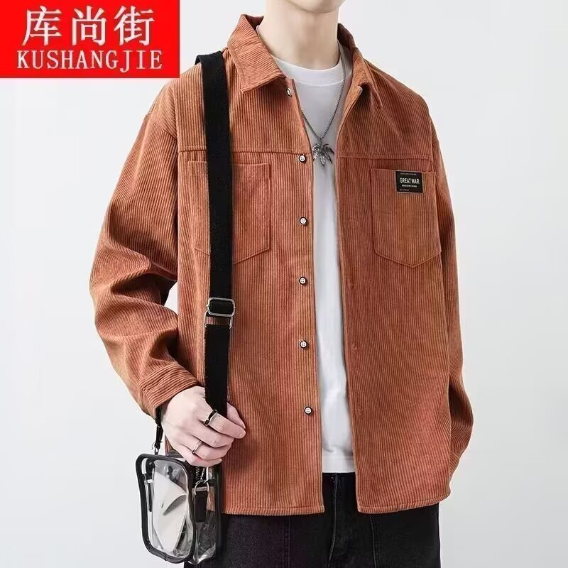 Good-Looking Corduroy Long-Sleeved Shirt Jacket for Boys, Spring and Autumn Thin New Style Shirt, Hong Kong Style Casual Top Good-Looking Corduroy Long-Sleeved Shirt Jacket for Boys, Spring and Autumn Thin New Style Shirt, Hong Kong Style Casual Top