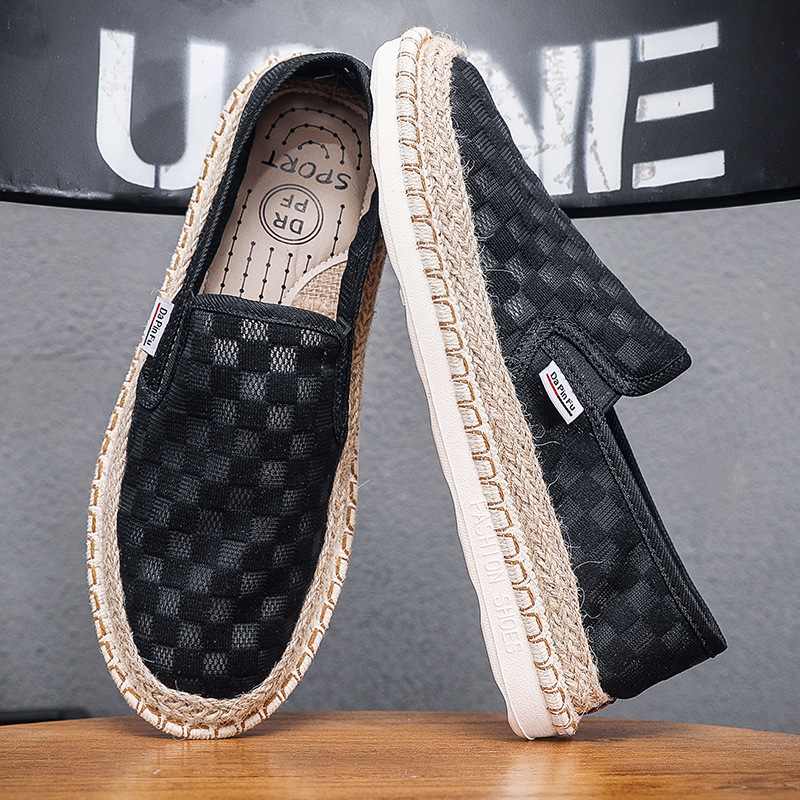 Zapatos de verano para hombre, estilo transfronterizo, 2025, nuevos, sin cordones, de malla transpirable, tipo pescador, estilo antiguo de Pekín, de lona