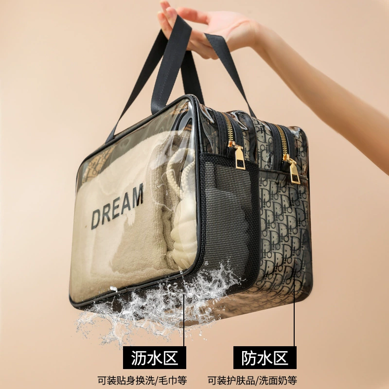 Waterproof cosmetic bag wet and dry separation, handheld capacious shoulder bag, storage bag for traveling, high-end