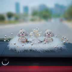 Diamond-studded swaying dog car ornament, car air freshener, perfume bottle, women's car center console decoration, female driver