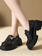 A 86892 Retro Round Toe Platform Loafers ����Բͷ�ָ�Ь