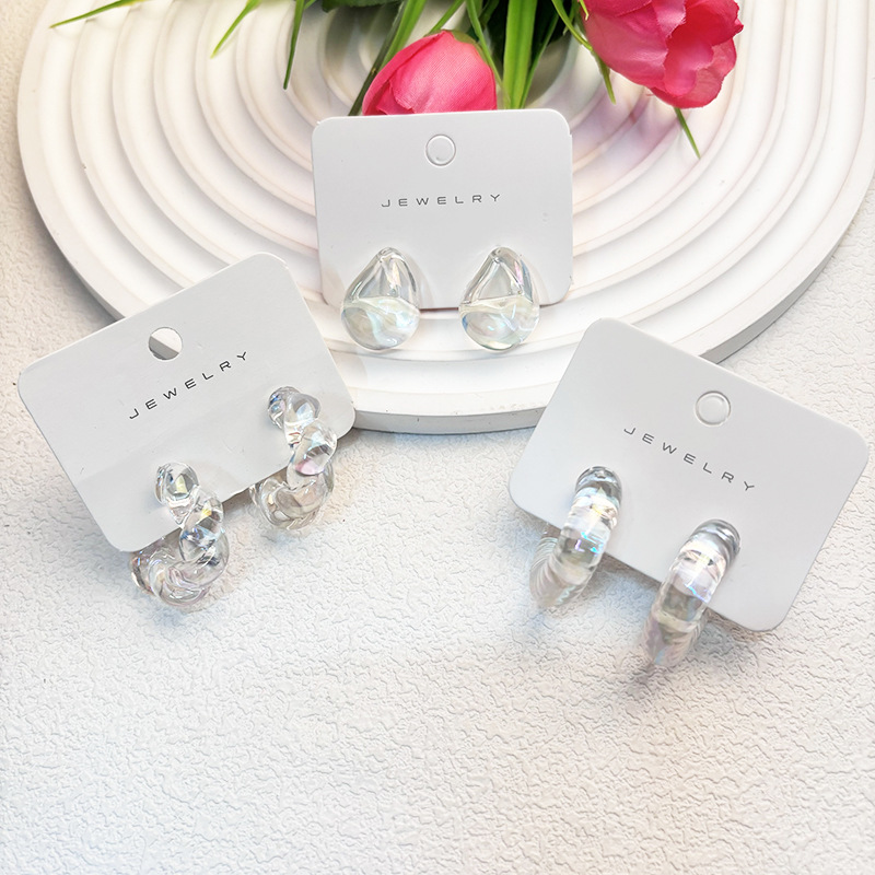 Water Droplets Pattern Women's Gender 1 Set Simple Style Water Droplets Plating Arylic Earrings