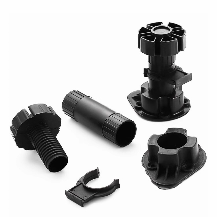 Venta directa de fábrica de plástico negro pie de gabinete grueso pie de mueble ajustable material de PP al por mayor pie de ajuste de sofá pie de gabinete