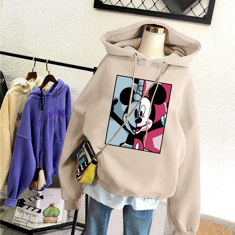 Mickey Hooded Sweatshirt for Women, Fleece-Lined and Thickened, 2026 Autumn and Winter New Style, Loose Korean Style Trendy Streetwear Jacket, Trendy Ins-Style for Women Mickey Hooded Sweatshirt for Women, Fleece-Lined and Thickened, 2026 Autumn and Winter New Style, Loose Korean Style Trendy Streetwear Jacket, Trendy Ins-Style for Women