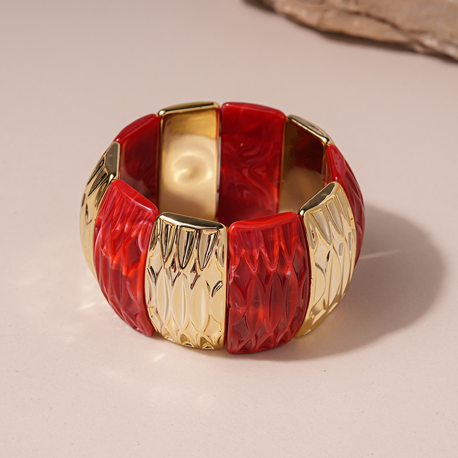 Pulsera de resina con degradado irregular rojo, estilo europeo y americano, diseño exagerado, joyería de lujo ligero y alta gama para mujer