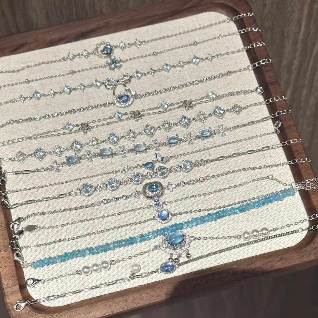 Pulseras de zircon azul marino frescas y lujosas pulseras de alta sensación 2026 nuevas joyas de moda de verano versátiles image 1