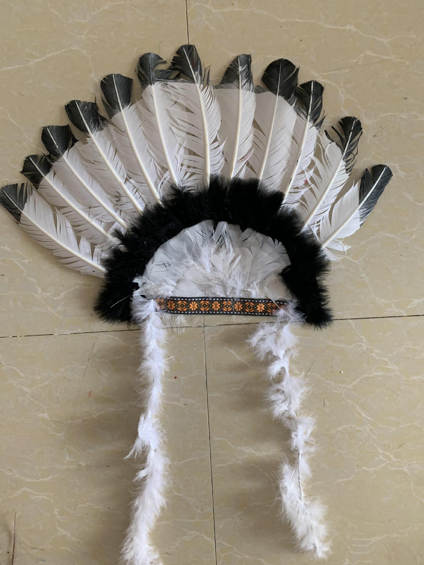 Halloween salvaje decoración fiesta cosplay tocado pluma india color jefe pluma indígena