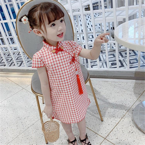 Children's clothing girls summer new children's slim cheongsam skirt little girl princess skirt Chinese style retro dress