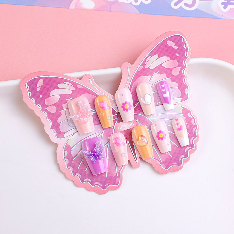 Nuevos productos hechos a mano para usar uñas mariposa parche de manicura mariposa accesorios de dibujos animados para usar uñas falsas tridimensionales terminadas