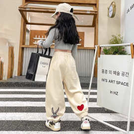 女童春装运动长裤哈伦裤2025新款中大童时髦洋气束脚裤韩版休闲裤