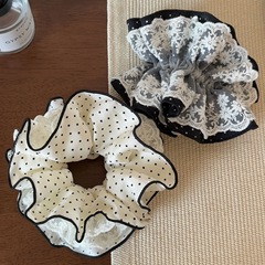 2025年新款简约百搭蕾丝褶皱大肠发圈发饰高级感厂家直销批货批发