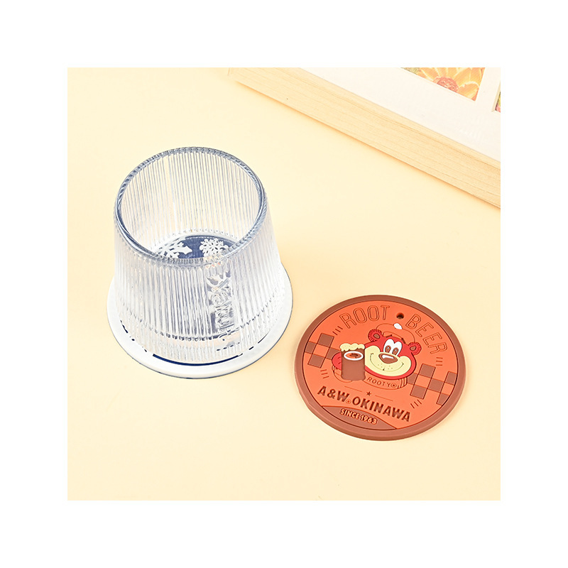 PVC製ソフトカップマット、断熱シリコン製コーヒーティーカップマット、丸型8cm、シンプル、水切り、滑り止め、オリジナルロゴ入り|undefined