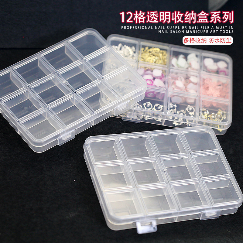 Nail Art Jewelry 12-Grids Storage Box Transparent Classification Organizer Large-Capacity Jewelry Diamond Box Nail Diamond Jewelry Nail Chip Box Nail Art Jewelry 12-Grids Storage Box Transparent Classification Organizer Large-Capacity Jewelry Diamond Box Nail Diamond Jewelry Nail Chip Box