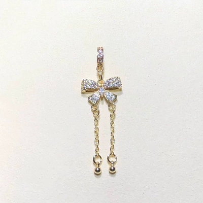 14K Gold-Plated Color-Preserving Crystal DIY Accessories Bowknot Tassel Pendant Chain Spacer Beads Bracelet Necklace Beaded Accessories (Zərgərlik ara hissələri) - gold