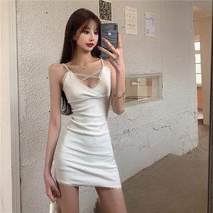 2024 Lace Crossover Low-cut V-neck Hot Girl Sexy Slim-fit Bottoming Inner Hip Suspender Dress