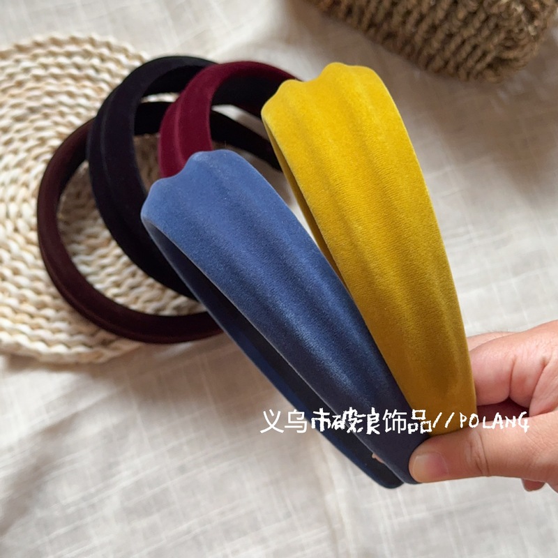 韩版凹凸设计感丝绒发箍女高颅顶显脸小头箍气质百搭外出压发发卡|undefined