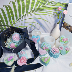 三信 情人節愛心玫瑰花手工皂硅膠模具DIY香薰蠟燭石膏擴香石磨具