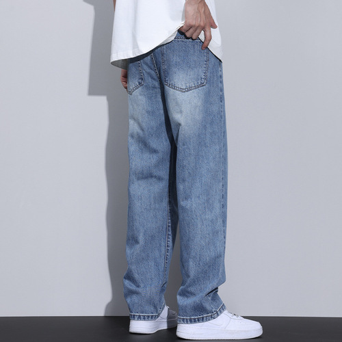 Wide-leg jeans for men, trendy season new arrival straight-leg loose pants 2025 new retro fashion brand casual pants for men