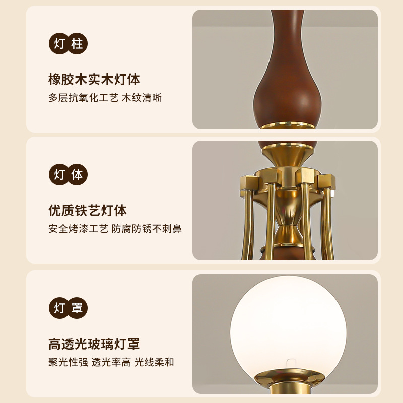Lámpara de dormitorio medieval francesa nueva retro china de espectro completo protector de ojos sala de estar lámpara de frijoles mágicos lámpara Zhongshan L335