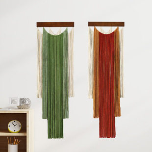 Wooden Board Tassel Tapestry Hand-Woven Gradient Color B&B Bedroom Home Tassel Tapestry Wall Decoration Background Decoration