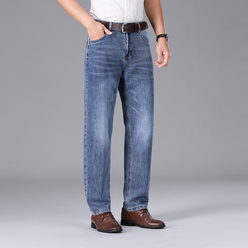 High-end Cotton Washed Straight Leg Jeans for Men - 2025 Spring and Summer New Business Casual Medium-Waist Pants for Men