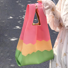 韓版ins網紅背心包潮流針織手提包包女個性手拎包托特包盒飯袋