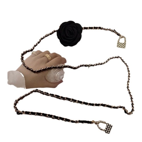 Designer-style waist chain accessory for women, flower chain belt decoration, matches dresses, blouses, pants, trendy, INS style