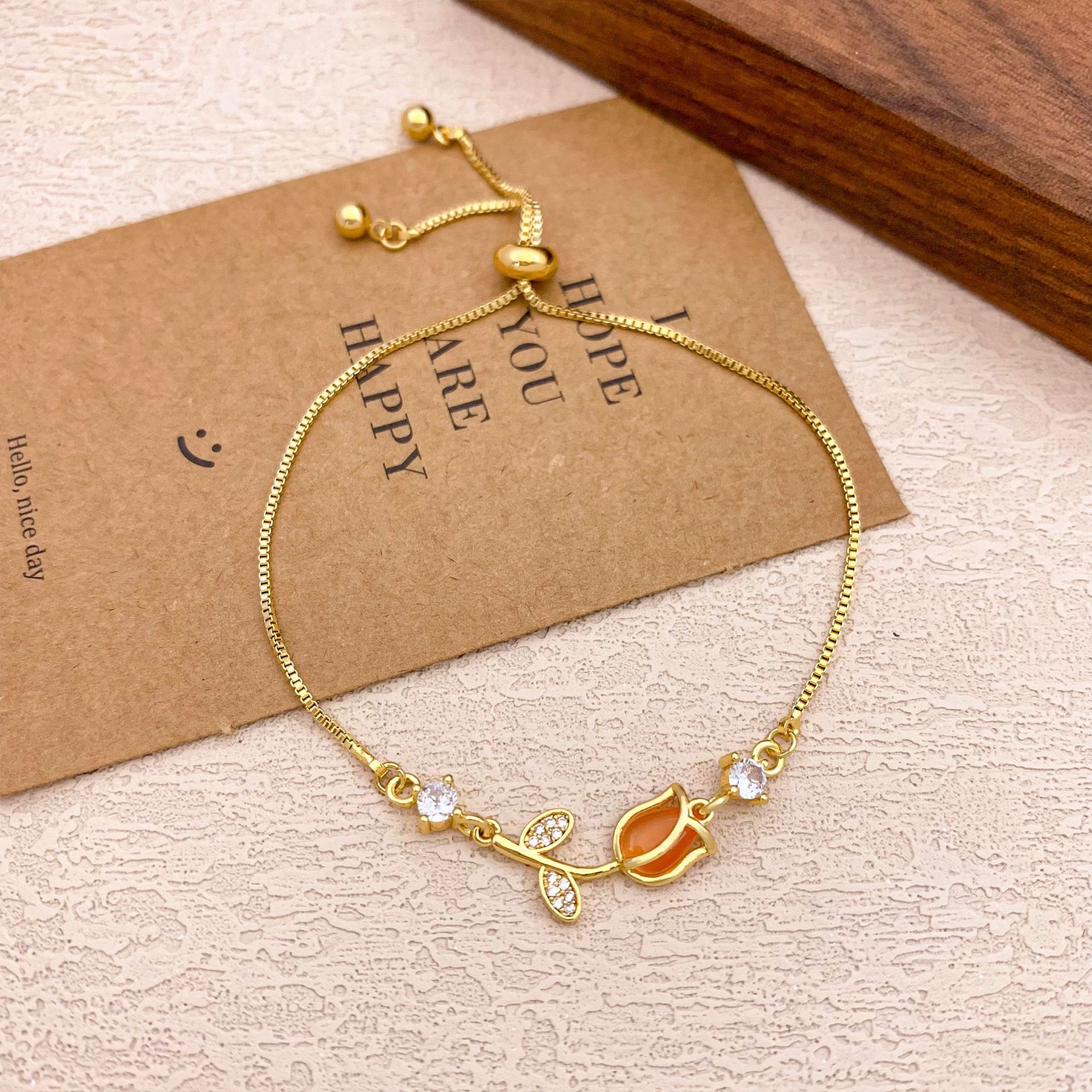 Pulseras transfronterizas nuevas pulseras ajustables de rosa de tulipas nicho de moda femenina, regalo de cumpleaños para amigos.